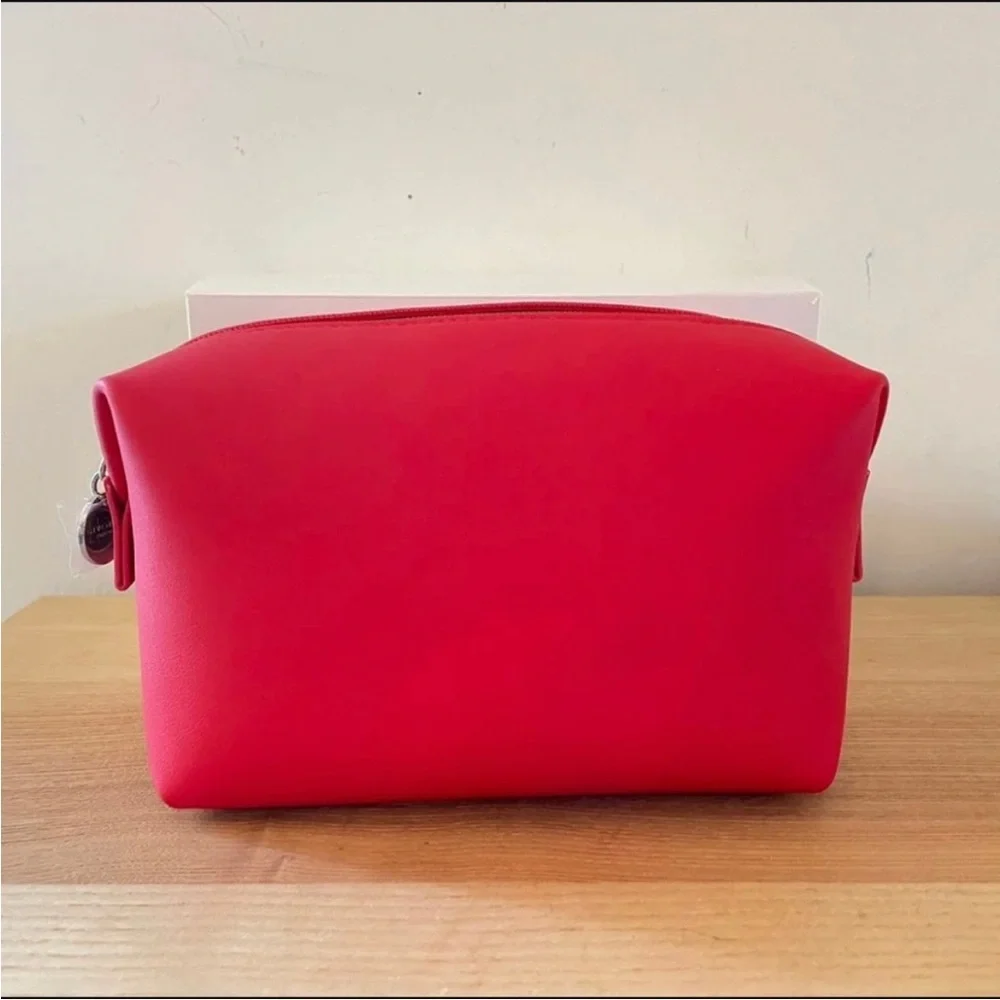 Givenchy Pouch Cosmetic Bag Makeup Clutch Purse Case Zipper Logo Red Travel NEW